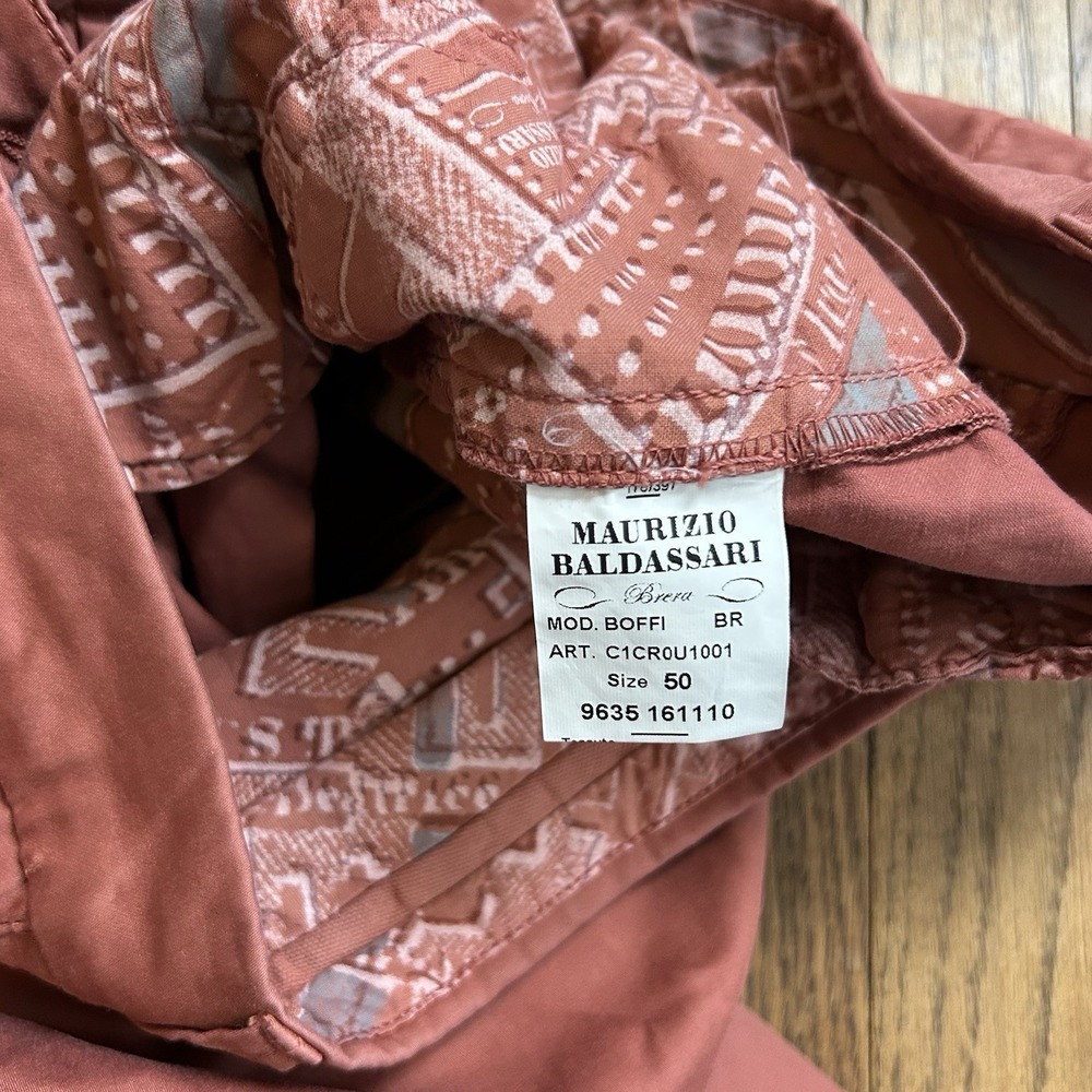 maurizio baldassari Men's Dress Pants Chino Rust Burnt Italy Size 50 34 By 29 - Picture 6 of 8